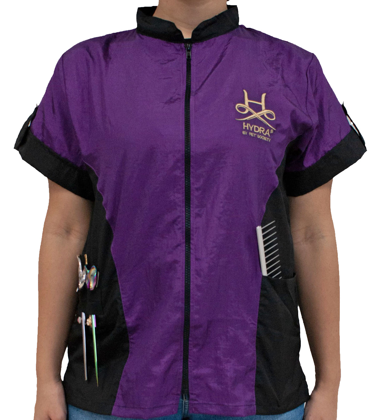 Hydra-Groomer-Jacke-femaile-Unisex-Schwarz-Violett-front02 Hydra Groomer Jacke Unisex - Schwarz / Violett