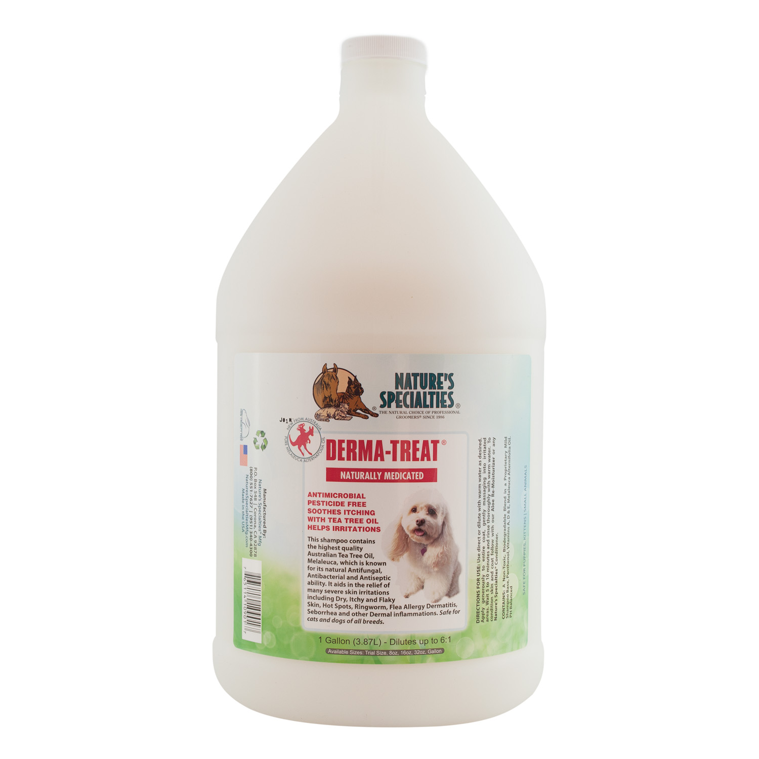 DERMA-TREAT  Teebaumöl Melaleuca Shampoo für Hunde, Katzen, Welpen und Kleintiere