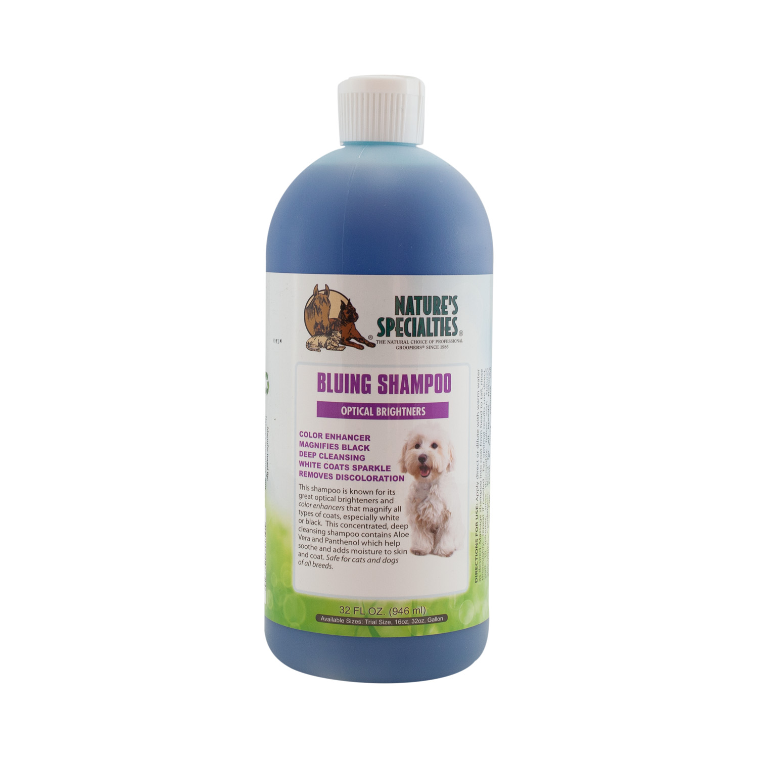 Bluing-32 ALOE BLUING SHAMPOO MIT OPTISCHEM AUFHELLER für Hunde, Katzen, Welpen und Kleintiere
